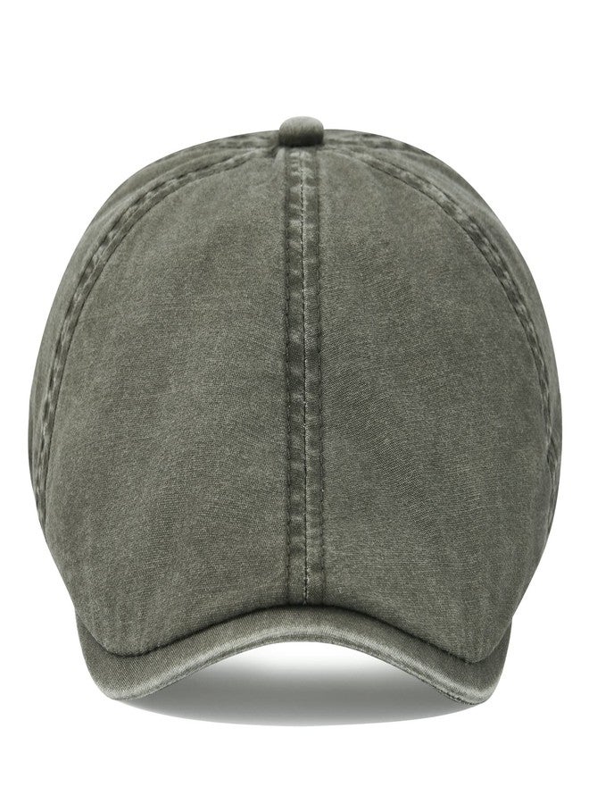 VOBOOM Cotton Washing Flat Cap Cabbie Hat Gatsby Ivy Irish Hunting Newsboy (Washed Army Green) - Image 2